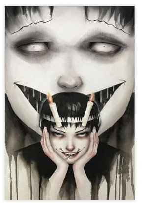 ALNILA Junji Ito 20 Leinwand-Poster, Schlafzimmer, Dekoration, Sport, Landschaft, Büro, Raumdekoration, Geschenk, ungerahmt, 30 x 45 cm