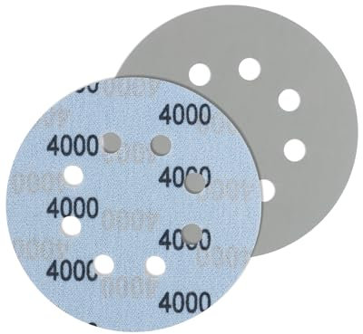 JatilEr 5 Stück Schleifpapier 125mm Klett Körnung 4000, Rund 8 Loch Fein Nasse Trockene Schleifscheiben Siliziumkarbid Exzenterschleifer Schleifpapi für Poliert Auto Metall Holz