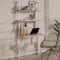 Box and Beyond - Escritorio Industrial con 2 estantes, Madera eucalipto y Metal, Color Blanco - FSC 70% - 76 x 51 x 185 cm