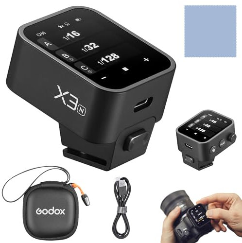 GODOX X3N 2.4G Wireless Flash Trigger Trasmettitore TTL Autoflash con ampio touchscreen OLED Modalità flash multiple con porta USB 32 canali 16 gruppi compatibili con fotocamere Nikon