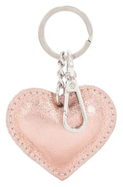 ER Direct Metallic Real Leather Solid Leather Heart Love Keyring Bag Hang Purse Mobile Phone Keyring Key Chain Gift (Rose Gold)