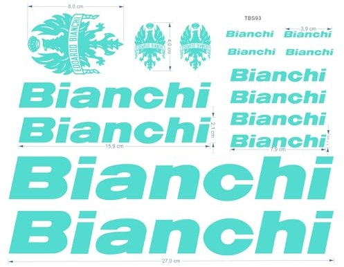 Adesivi Stickers Celeste per telaio bici da corsa o Mountain Bike compatibile con Bianchi TBS93
