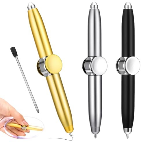 AOUZOVLI Fidget Pen 3 Stück Adhs Stift Spinning Pen Fidget Spinner Stift LED-Licht Finger Stress Releasing Kugelschreiber Fidget Stifte für Erwachsene Kinder(Eine Ersatzmine)