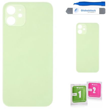 Globalstock Vitre arrière de Cache Batterie Remplacement - Coque Cache Batterie Compatible pour iPhone 12 Vert + adhésif et Kit Outils