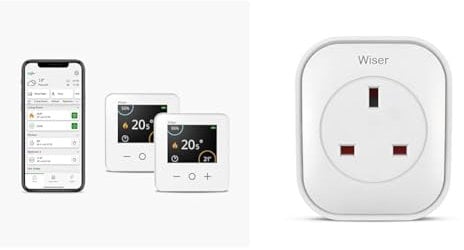 Drayton Wiser Smart Thermostat Dual Zone Heating and Hot Water Control - Works with Amazon Alexa & Wiser Smart Plug & Smart Heating System Range Extender - Works with Amazon Alexa, Google HomE