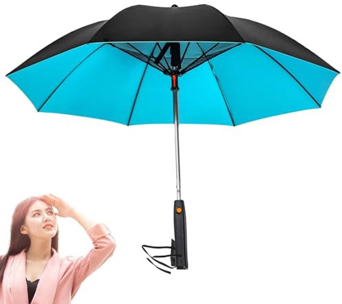 Umbrella with Fan and Mist Spray, Portable Umbrella with Fan - Sun Protection Umbrella with Fan | Portable Parasol with Fan and Mister for Summer Travel Beach Golf S, blue, Akku-Typ