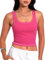 Danysu Tank Top Damen Crop Tops füR Damen Sexy Oberteil Damen Party Sommer-Tanktops Frauen Basic Crop Korsett Going Out Top Cute Y2K Clothes, Knallpink, X-Klein