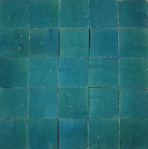 0,2m² marokkanische Zellige Fliesen - fugenlose Wandfliesen (türkisblau)