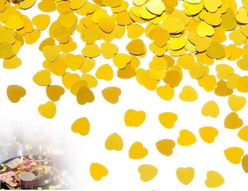 Lhbwhiz 20g Konfetti,Herzen Hochzeit Confetti Deko,Tischkonfetti Streudeko,Geburtstag Tischdeko,Jahrestag Partydekoration,Dekoration für Baby Party Jubiläum Valentinstag Party Taufe(Gold,1.5cm)