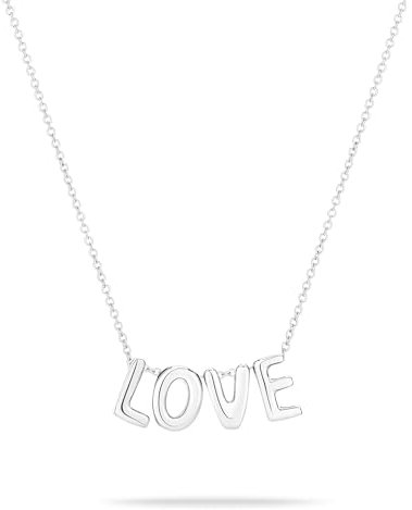 Echtzeit Halskette Love Letters - 45 cm, silber - glänzender Edelstahl - wasserfester & hautfreundlicher Schmuck - verstellbare Kette mit Buchstaben - Geschenk für Damen
