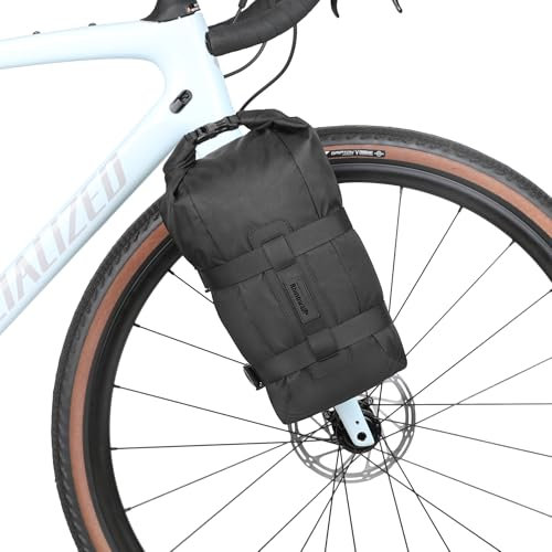 Rhinowalk Bike Front Fork Bag Waterproof Bicycle Pannier Bag 6.5L Capacity for Mountain Bike E-Scooter Long Distance Riding Package Cycling Accessories (Black)
