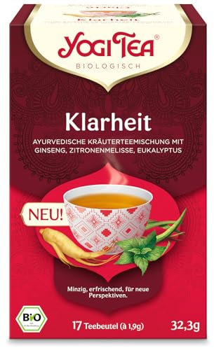 Yogi Tea Mentale Klarheit, Bio Kräutertee mit Ginseng, Zitronenmelisse und Eukalyptus, koffeinfrei, Yogi Tee 6er Pack, 6x17 Beutel (102 Teebeutel)