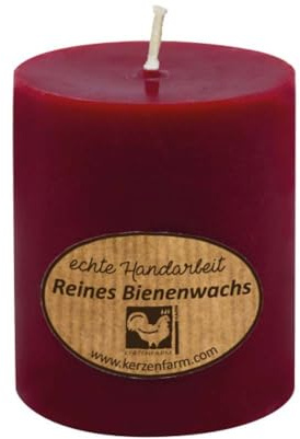 Kerzenfarm Hahn Bienenwachs Stumpenkerze, rot, 65x75mm