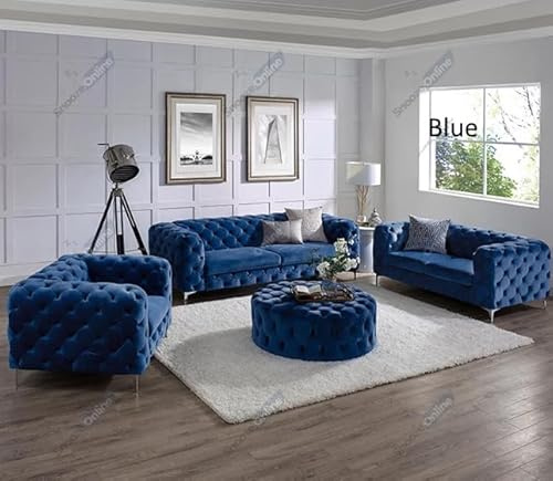 Snooze Velvet Monaco 3 and 2 Seater Sofa Sets, Corner Sofas For Living Room, Upholstered Plush Fabric 3 Seater Velvet Sofas (Emerald Green, 6 Seater Left Hand Facing)