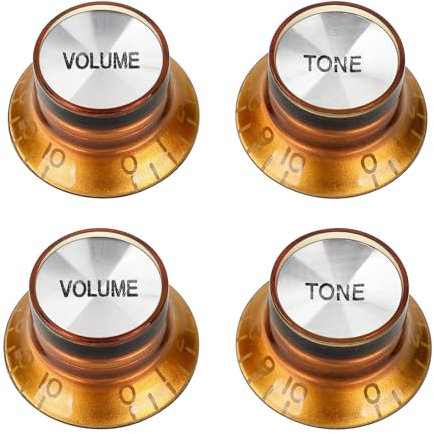 Banworks '60s Gitarren-Steuerknöpfe 24-Spline Imperial Knobs 6 mm (15/64 Zoll) 2 Ton + 2 Lautstärkeknöpfe Aluminium Top Speed Knobs für Gibson Les Paul SG 4er-Pack JT/XN-09 Bernstein
