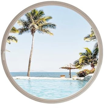 XPLKQXE Finestra Rotonda in Vetro Temperato, Finestre Rotanti Ricambio in Lega Alluminio, Finestra Decorativa Oblò Barche Nautiche A Filo Pollai Casette Gioco(Bianco,19in)