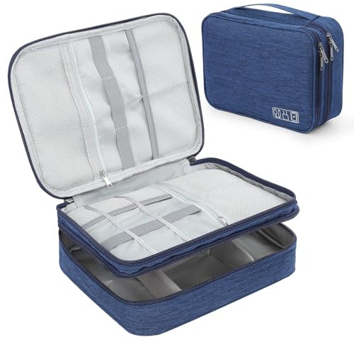 AiQInu Sac Câble Multifonctionnel Sac de Voyage Universel Électronique Cable Management Cubes pour Tablette, Disque Dur Externe, Chargeur, Adaptateurs, Cartes Mémoire, Câbles USB