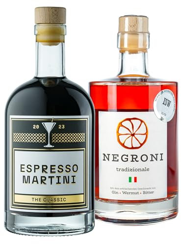 Aperitif & Digestif Drink Set: Negroni & Espresso Martini Premixed Cocktails – Alkohol Geschenk Mitbringsel 2 x 0,5l