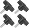 QUARKZMAN M5 x 20mm Tornillos Moleteados, 4pcs Perillas de Ala en T Rosca Macho de Acero Inoxidable 304 Tuerca Pomo de Mango Asas Ajustables Sujeción Manual para Máquina, Negro, 36mm Ancho