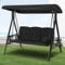 UNIONLINE 3 Seater Garden Swing Chair, Outdoor Swing Chairs Thick Padded Seat with Adjustable Tilting Canopy,Hammock Chair Bench Side Tables Cup Trays For Garden/Balcony/Terrace/Patio(Black)