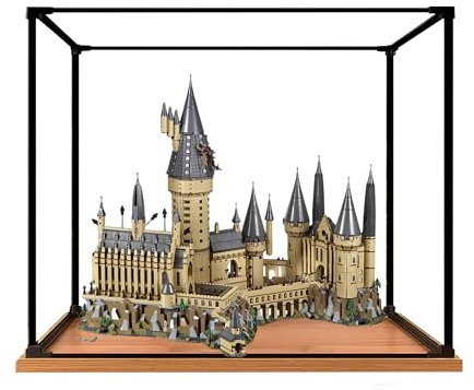 Acryl-Vitrine für Lego 71043 Schlossmodell, 3 mm staubdichte Schaukasten, Vitrine kompatibel mit Lego 71043 (Modell nicht im Lieferumfang enthalten) (Rahmen aus Legierung, 3 mm, Braun)