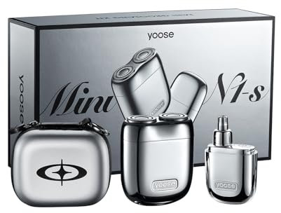 yoose MINI Rasierer und Nasenhaartrimmer, mit Superleisem Motor, Legierungsmaterial und IPX7 wasserdicht, yoose Pflegesets als idale Geschenk für Männer, Silber