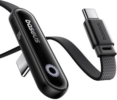Baseus USB C auf USB C Kabel 90 Grad 2m, 100W Schnellladung USB C Ladekabel E-Sport mit Ringatmosphärenlicht für iPhone 16 15 14 13 12 Pro, Samsung Galaxy S25 S24 S23 S22 Ultra, MacBook, iPad Pro