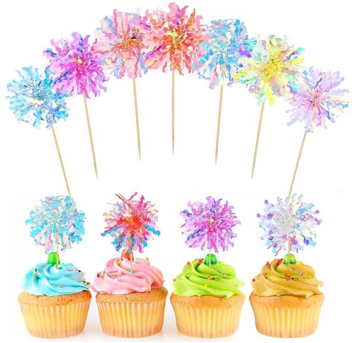 ZYEKIU 35 Pièces Bâtons de Cocktail, Decoration Gateau Anniversaire Coloré, Décoration de Gâteau Brillant, Deco Gateau Créativité pour Réunions de Famille Pâtisserie Fêtes Mariages Anniversaires