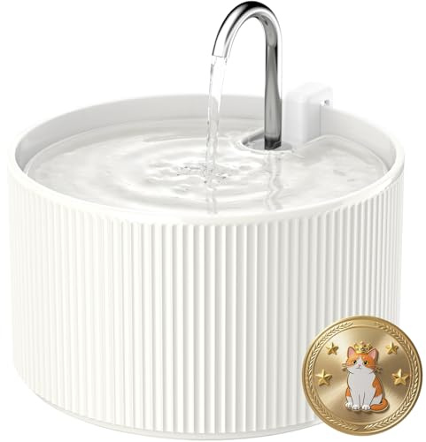Kenepet Fuente de agua de cerámica para gatos, fuente de agua automática para mascotas, dispensador ideal para gatos, perros y múltiples mascotas
