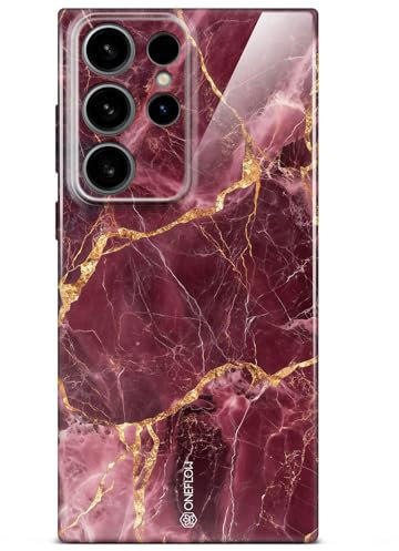 ONEFLOW Bliss - Cover per Samsung Galaxy S24 Ultra, effetto marmorizzato, con protezione per fotocamera, motivo marmorizzato, colore: Rosso oro