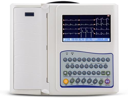 Monitor ECG a 12 derivazioni, monitor paziente ECG portatile da 7 pollici, macchina ECG elettrocardiografo a 12 canali, macchina ECG con software, per la cura dei segni vitali, modalità di dimostrazio