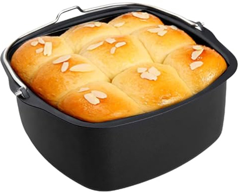 Quadratische Air Fryer Kuchenform -7/8 Zoll Kuchenform Brotbackkorb Heißluftfritteuse Zubehör, Aluminiumstahl, Antihaftbeschichtung, Backform Mit Griffen, Luftfritteuse Kuchenpfanne Kuchenfass Ersatz