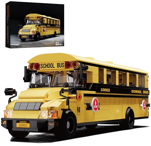 Set de Construction Autobus Scolaire, Modèle Éducatif STEM, Compatible avec Lego, Autobus Jaune de Transport Scolaire, Cadeau pour Adultes et Adolescents 14+, 788 Pièces