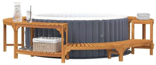 Cadre Bain à Remous, Cadre de Spa Contour de Spa Extérieur Marron Ø275 x 55,5 cm