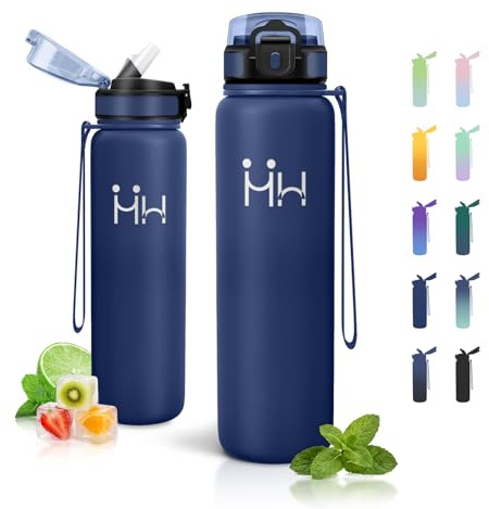 Borraccia 1L, Borraccia Termica con Cannuccia, Senza BPA, a Prova di Perdite, Riutilizzabile, Bottiglia Acqua in Acciaio Inox, per Outdoor, Yoga, Viaggi, Palestra