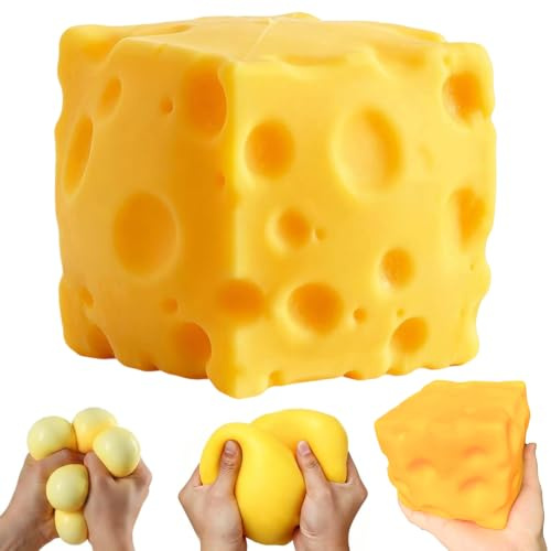 Cheese Squishy, XXL Käse Squishy, 10cm Squishies Cheese Stressball | Squishy Cheese Quetschball, Sensorisches Antistressball, Anti Stress Spielzeug Fidget Toys für Erwachsene und Kinder