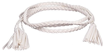 moonbow Ceinture tressée suédine pompon - Ceinture Femme Pompon - Ceinture Fine (Blanc)