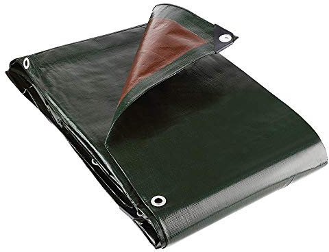 GroundMaster 250gsm Brown/Green Tarpaulin - Waterproof Outdoor Fishing Camping Ground Sheet Cover (4m x 8m)