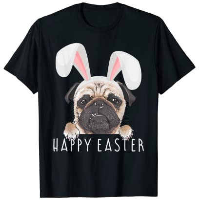 Frohe Ostern Osterhase Lustiger Mops mit witzigen Hasenohren T-Shirt