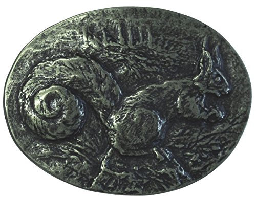 BELTINGER Gürtelschnalle Eichhörnchen 4,0 cm | Buckle Wechselschließe Gürtelschließe 40mm Massiv | für Jagd-Outfit | Altsilber