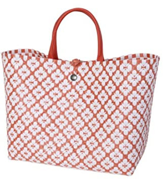 Motif Bag Shopper Rust with White Pattern Size L with Short PU Handles