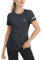 TACVASEN Funktionsshirt Damen Rundhals T-Shirts Sommer Leichte Sportshirts Laufshirts mit Reflektierender Streifen, Schwarz, L