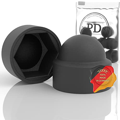 PD® Sechskant Schutzkappen M10 (Schlüsselweite 17) - Abdeckkappen für Schrauben Schwarz aus Kunststoff - Langlebige Abdeckkappen für Muttern & Schraubenkopf - Schraubenabdeckung Schwarz - 50 Stück