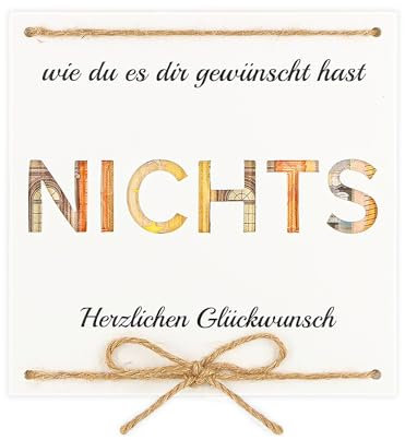 WenmthG - NIX Geldgeschenk Geburtstag mit Verpackung - Nichts Geschenk - Geschenke für Frauen Männer Freunde - Nichts gewünscht für Geburtstag Hochzeit Reisen Urlaub - Geburtstag Gästebuch