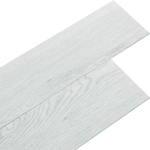 FUKEA 36 Stück selbstklebende PVC-Bodenbeläge Vinyl-Bodenbelag Planken 91.5 X 15.2CM wasserdichter Boden für Aufkleber Küche Bad Haus Bodenfliese, Hellgrau