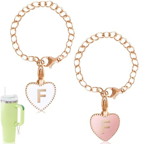 2 pcs Letter Charm Accessories for Stanley Cup, Initial Letter Personalized Name ID Handle Chain for Stanley Tumblers