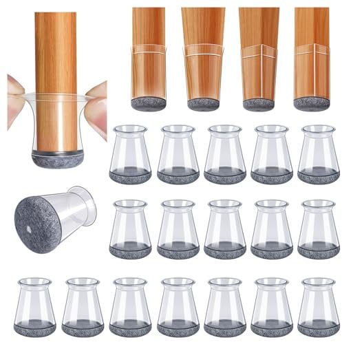 Protector Patas Sillas Redonda 32 Piezas, Tacos para Patas de Sillas Silicona Transparente para Pisos de Madera, Almohadillas Protectoras para Pies de Muebles (Fit: 13-22.9mm)