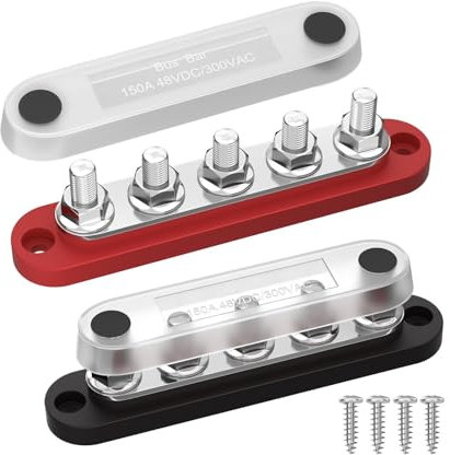 Leiteranschlussblock – Sammelschienen-Anschlussblock, vielseitiger Batterie-Sammelschienen-Anschlussblock | Kfz-Sammelschienen-Anschlussbolzen, sichere Verbindung mit 5 M6-Verbindungsschrauben für Fah