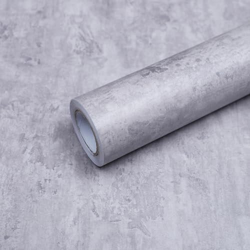 FEILAYS Papel pintado autoadhesivo gris 40 cm x 3 m, aspecto de hormigón, para muebles, cocina, armario, resistente al agua, gris claro, para muebles, dormitorio, oficina