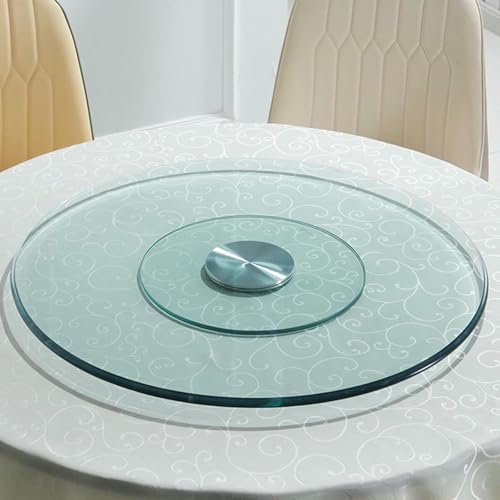 BTOIASYHF Plateau Verre Rond Plateau Tournant Salle A Manger Plateau Tournant 32/36/40 Pouces en Verre Trempé Rond avec Roulements Silencieux, Assiette De Service Rotative Adaptée Aux Fêtes D'anniver